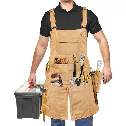 加厚耐磨围裙多口袋工具包开叉电工机械师可调节工作服